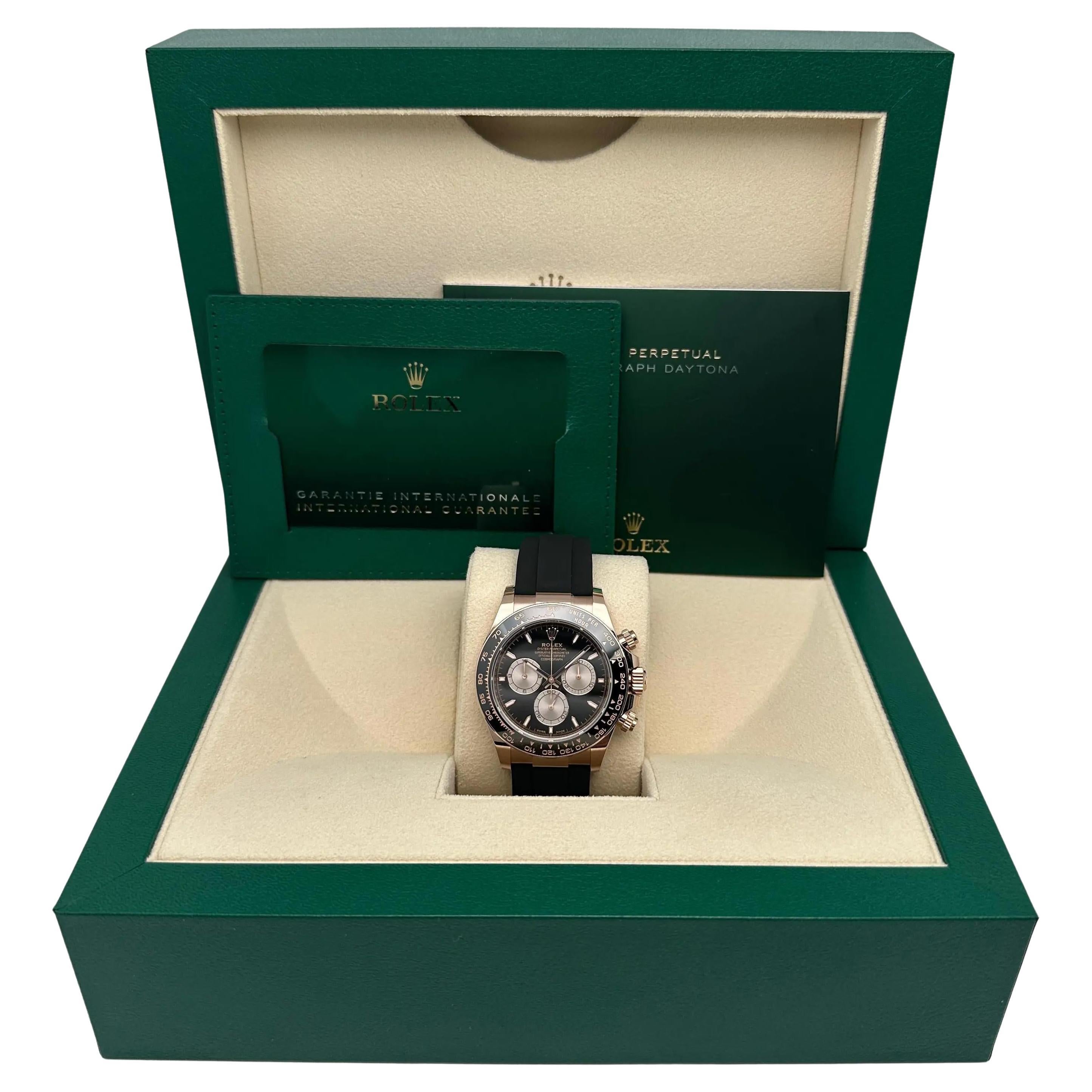 Rolex Cosmograph Daytona 18k Rose Gold schwarzes Zifferblatt Herrenuhr 126515LN Box Papier im Angebot