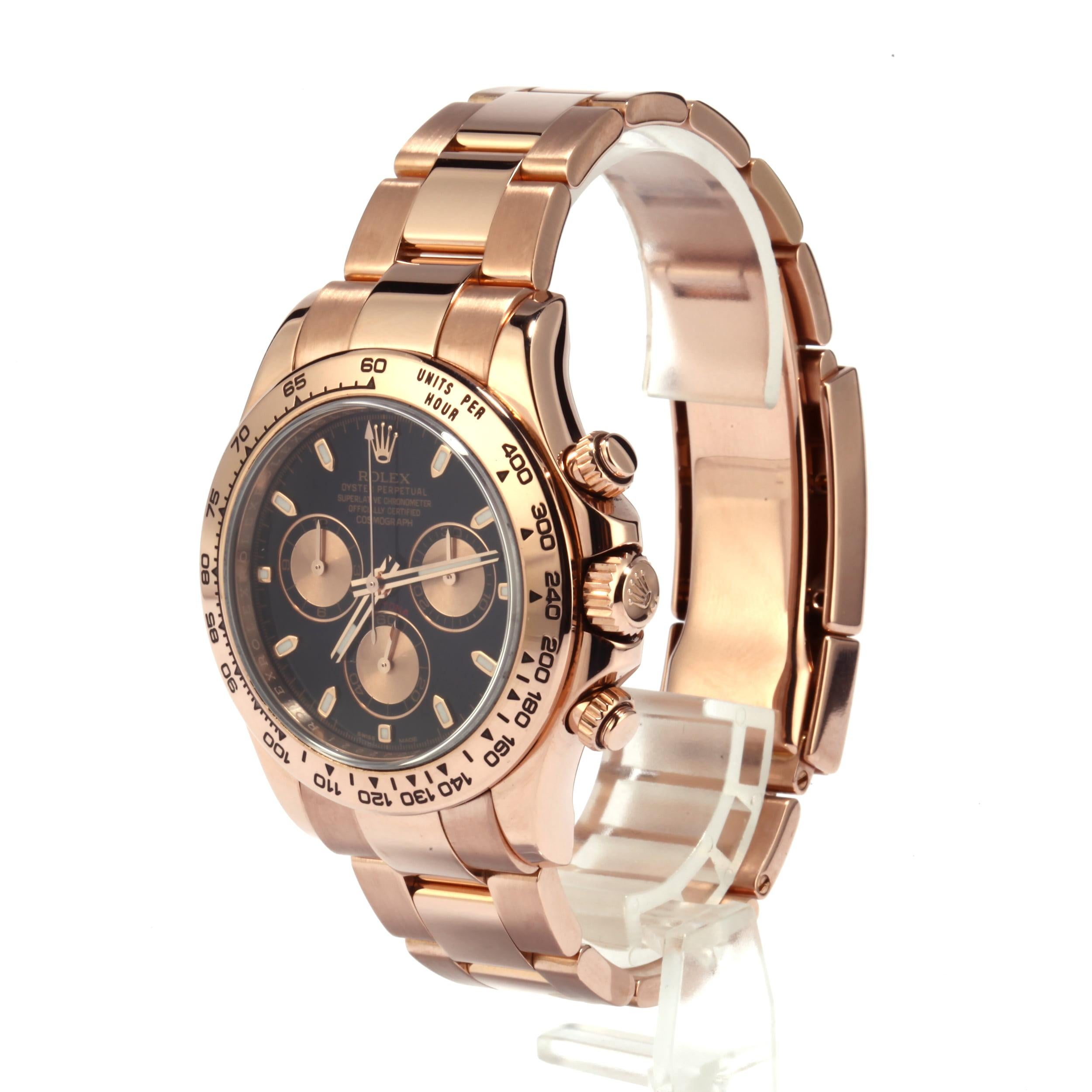 Rolex Cosmograph Daytona 18 Karat Gold Black and Pink Dial Men's Watch 116505 In New Condition In New York, NY