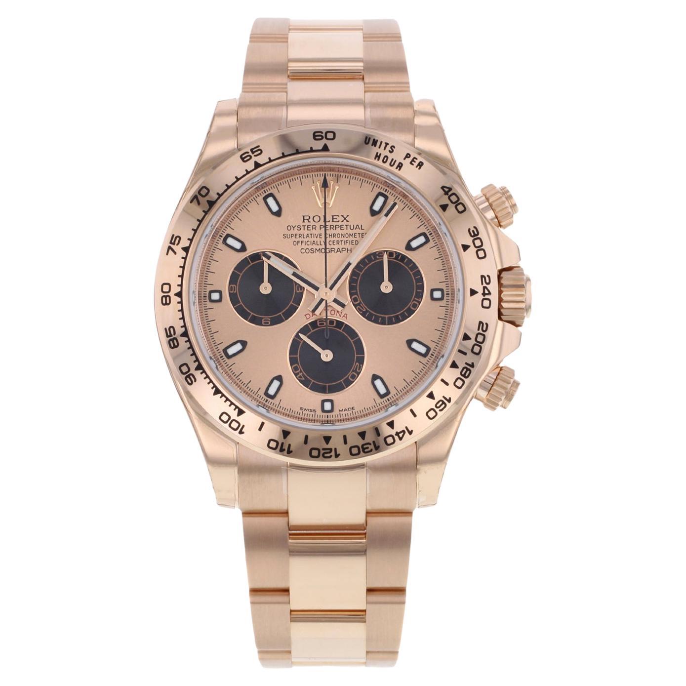 Rolex Cosmograph Daytona Montre automatique pour hommes en or rose 18 carats avec cadran rose 116505 en vente