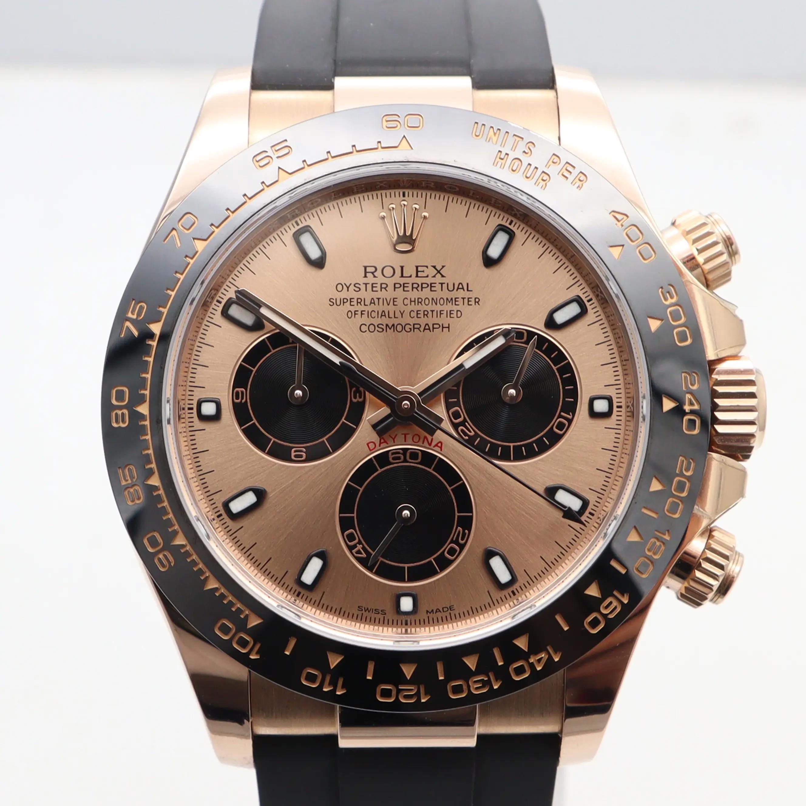 Rolex Cosmograph Daytona 18k Rose Gold Pink Dial Mens Watch 116515LN In Excellent Condition For Sale In New York, NY