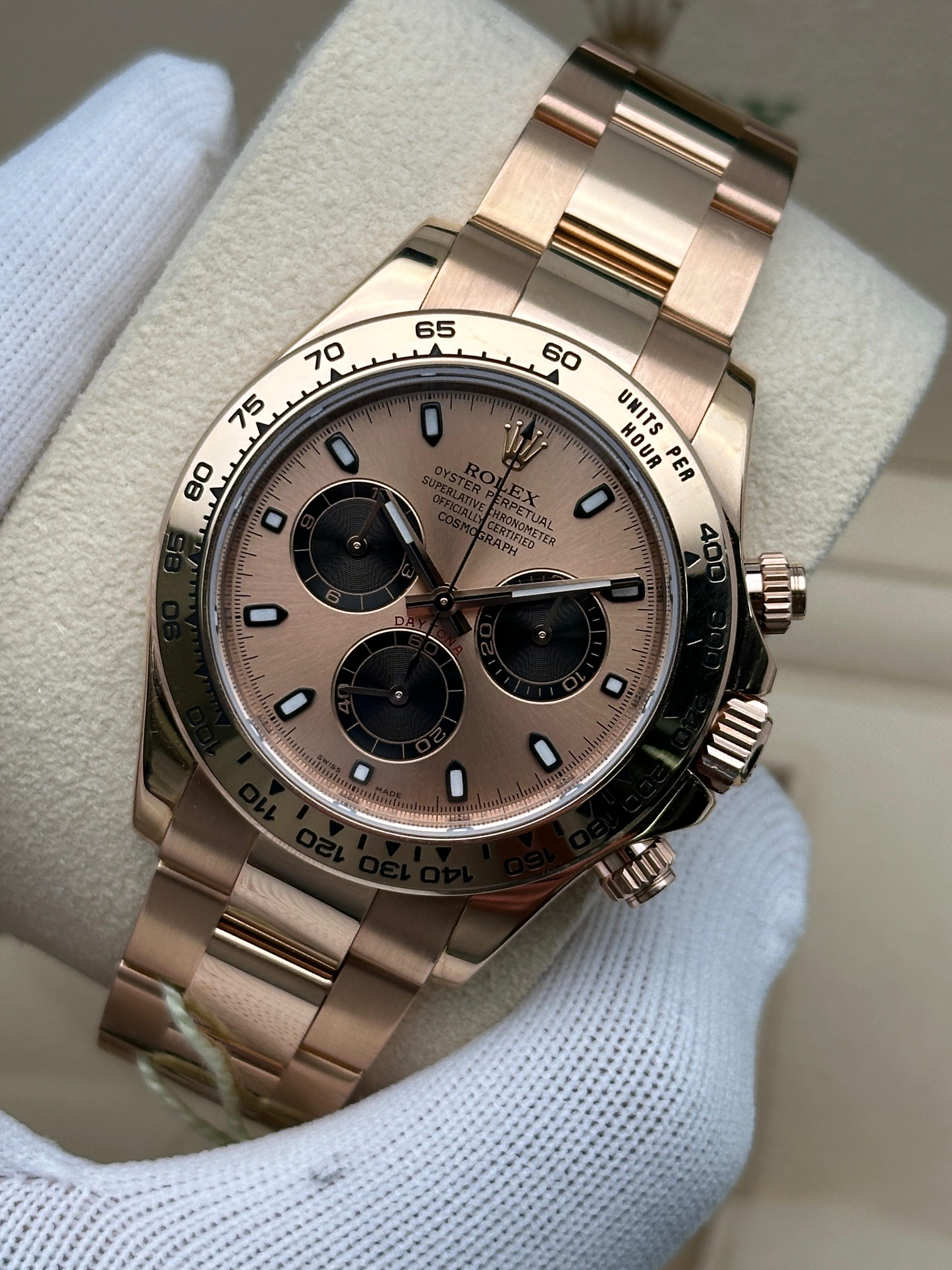 Women's or Men's Rolex Cosmograph Daytona 18K Rose Gold Sundust Dial Automatic Mens Watch 116505 For Sale