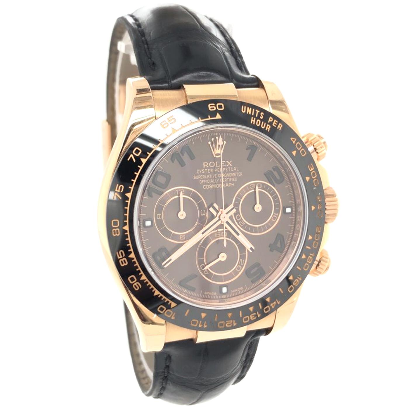 rolex daytona rose gold black strap