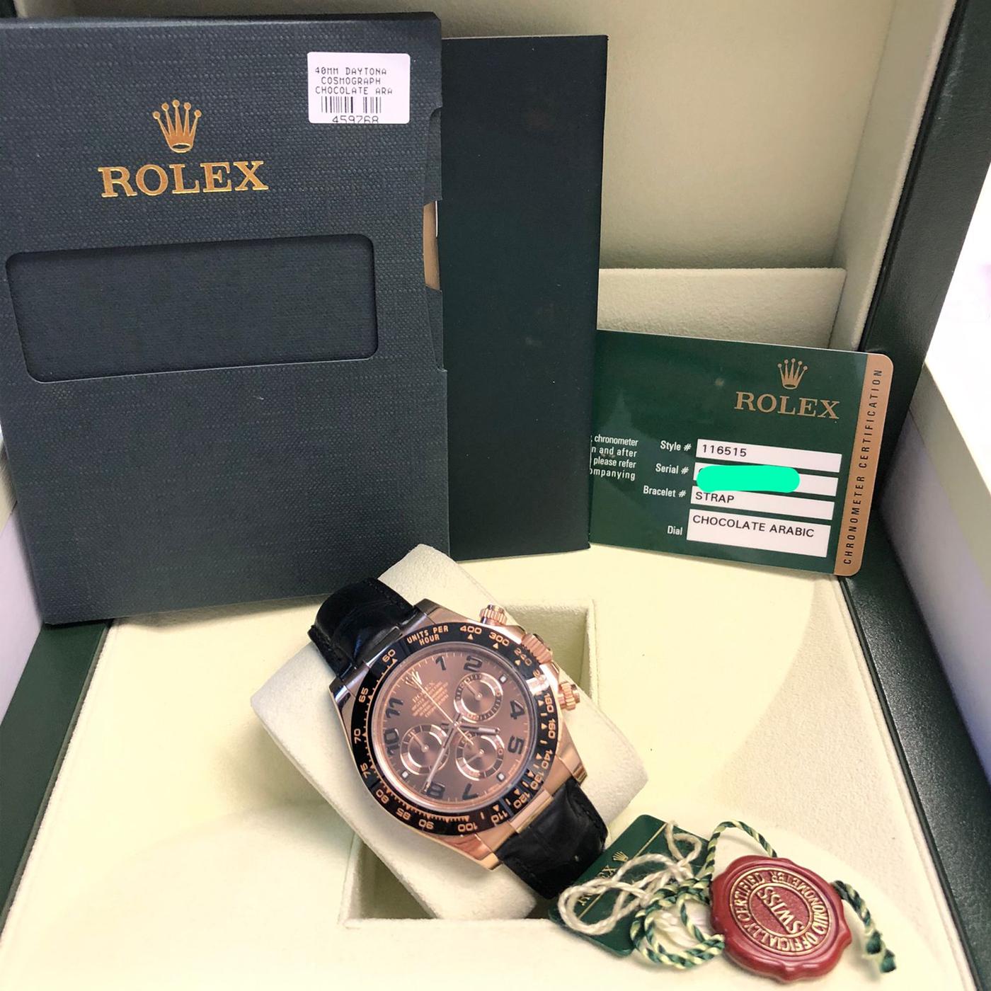 Rolex Cosmograph Daytona 18kt Everose Gold Ceramic Chronograph Croc Strap 1