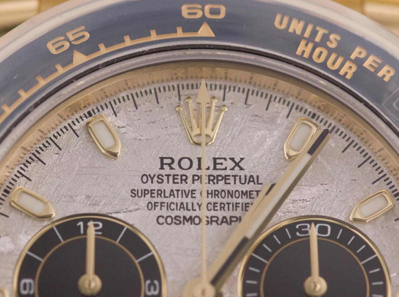 Rolex Cosmograph Daytona 40 Meteorite Dial Oysterflex Yellow Gold Watch 116518LN In New Condition For Sale In Aventura, FL