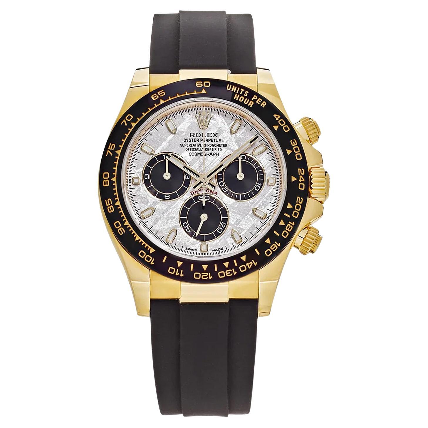 Rolex Cosmograph Daytona 40 Meteorite Dial Oysterflex Yellow Gold Watch 116518LN For Sale