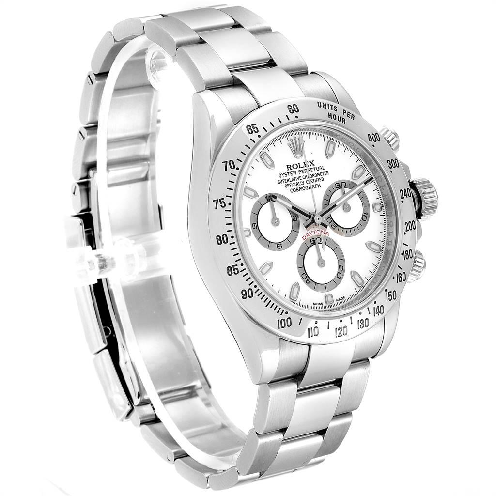 Rolex Cosmograph Daytona 40 White Dial Chrono Steel Men’s Watch 116520 In Good Condition For Sale In Atlanta, GA