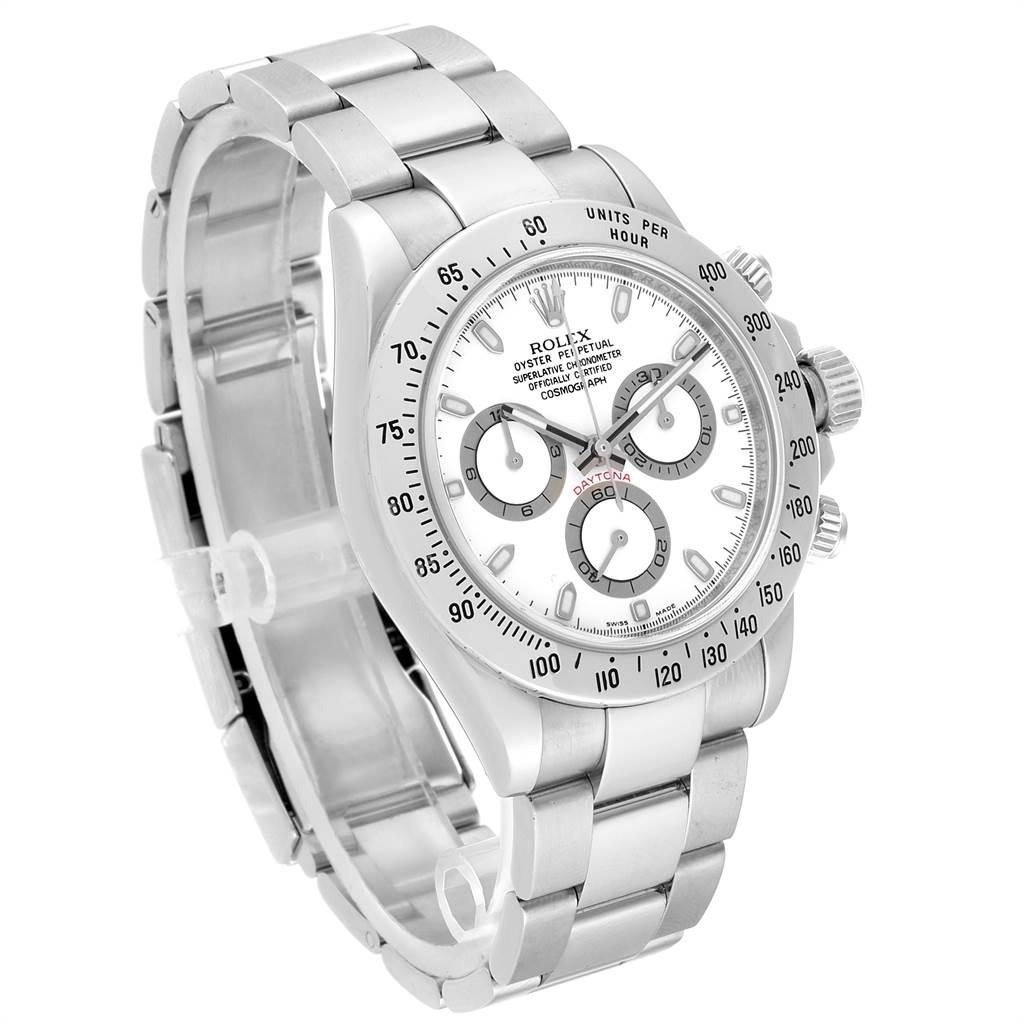 Rolex Cosmograph Daytona 40 White Dial Chrono Steel Men's Watch 116520 In Good Condition For Sale In Atlanta, GA