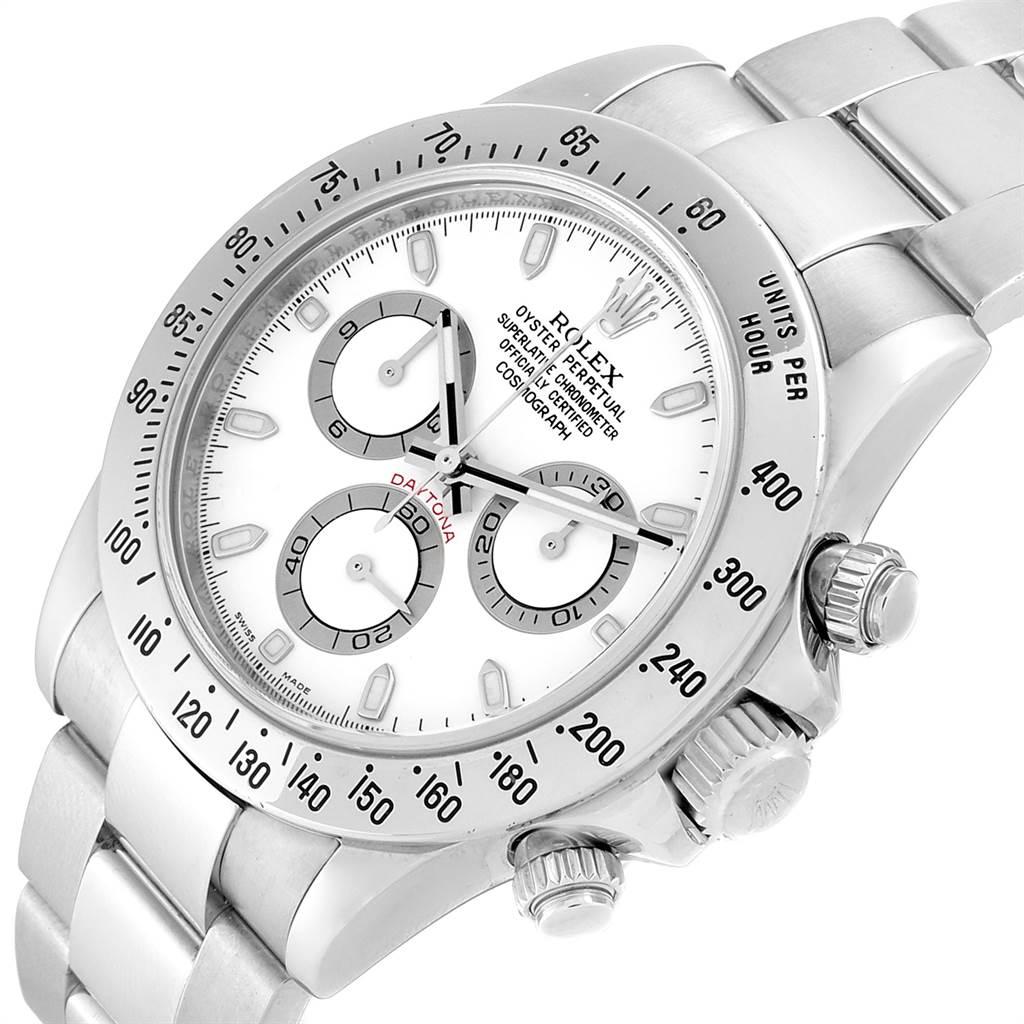 Rolex Cosmograph Daytona 40 White Dial Chrono Steel Men's Watch 116520 For Sale 1