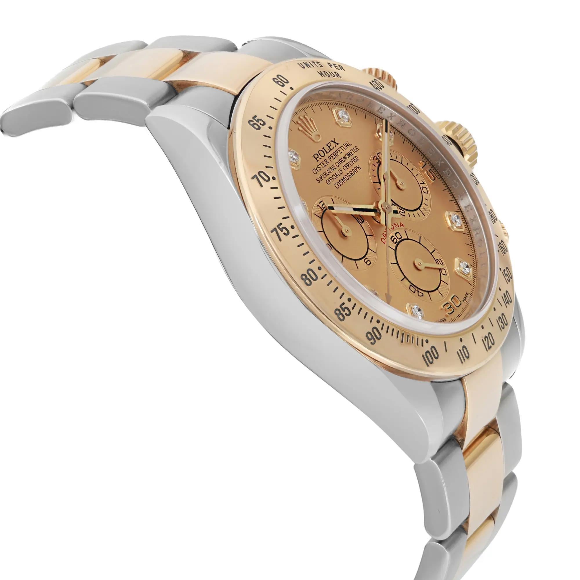 Uomo Rolex Cosmograph Daytona 40MM Oro 18K Quadrante Diamante Acciaio Orologio da uomo 116523G in vendita