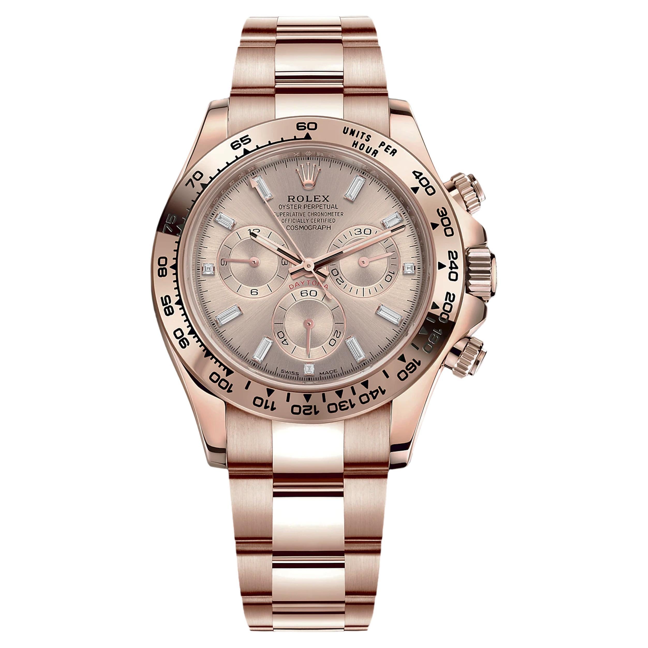 Montre Rolex Cosmograph Daytona 40mm Or 18K Diamant Cadran Sundust 116505 en vente