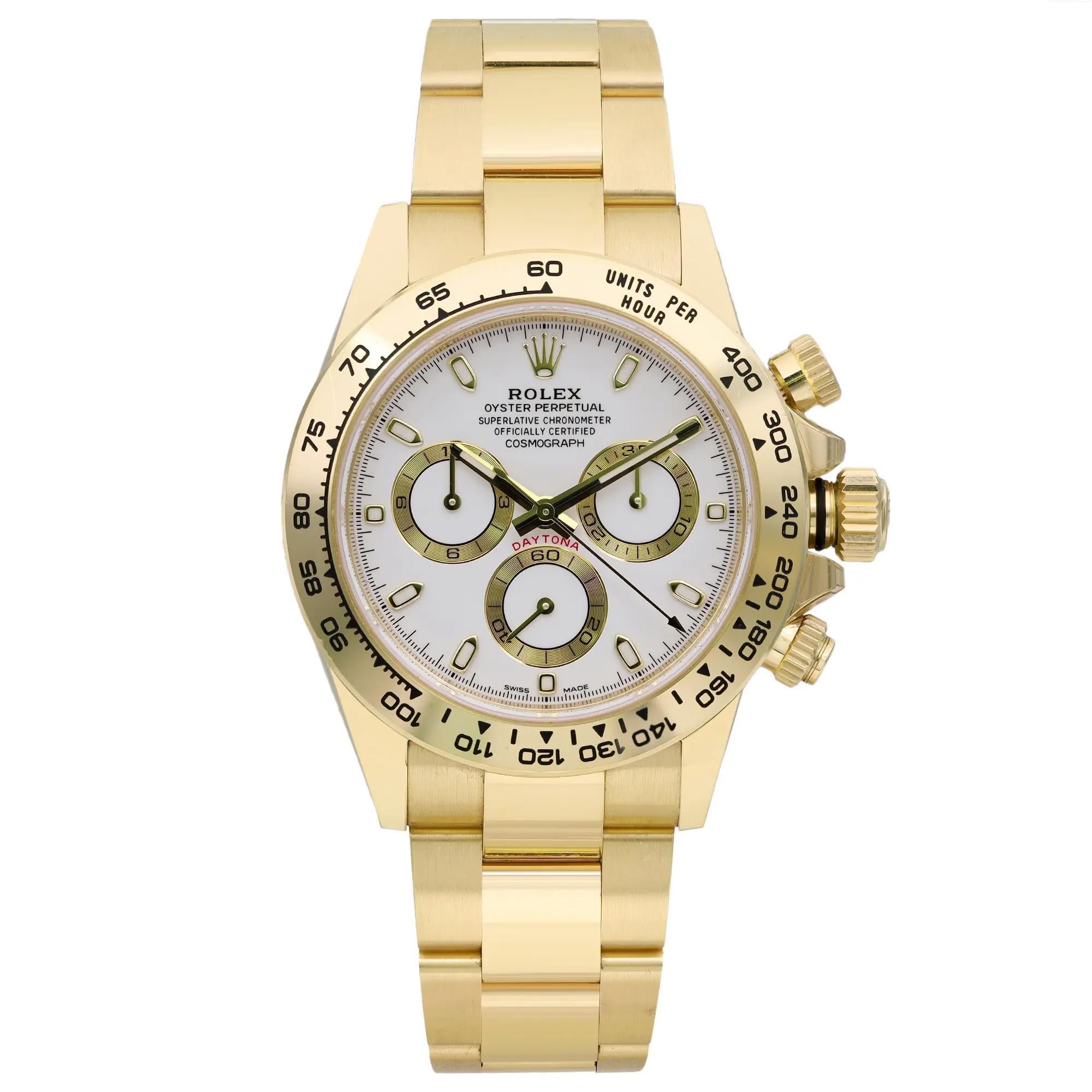 Rolex Cosmograph Daytona 18k Gold Stick White Dial Automatic Watch 116508 For Sale