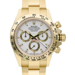 Rolex Cosmograph Daytona 40mm 18K Gold Stick White Dial Men Watch 116508