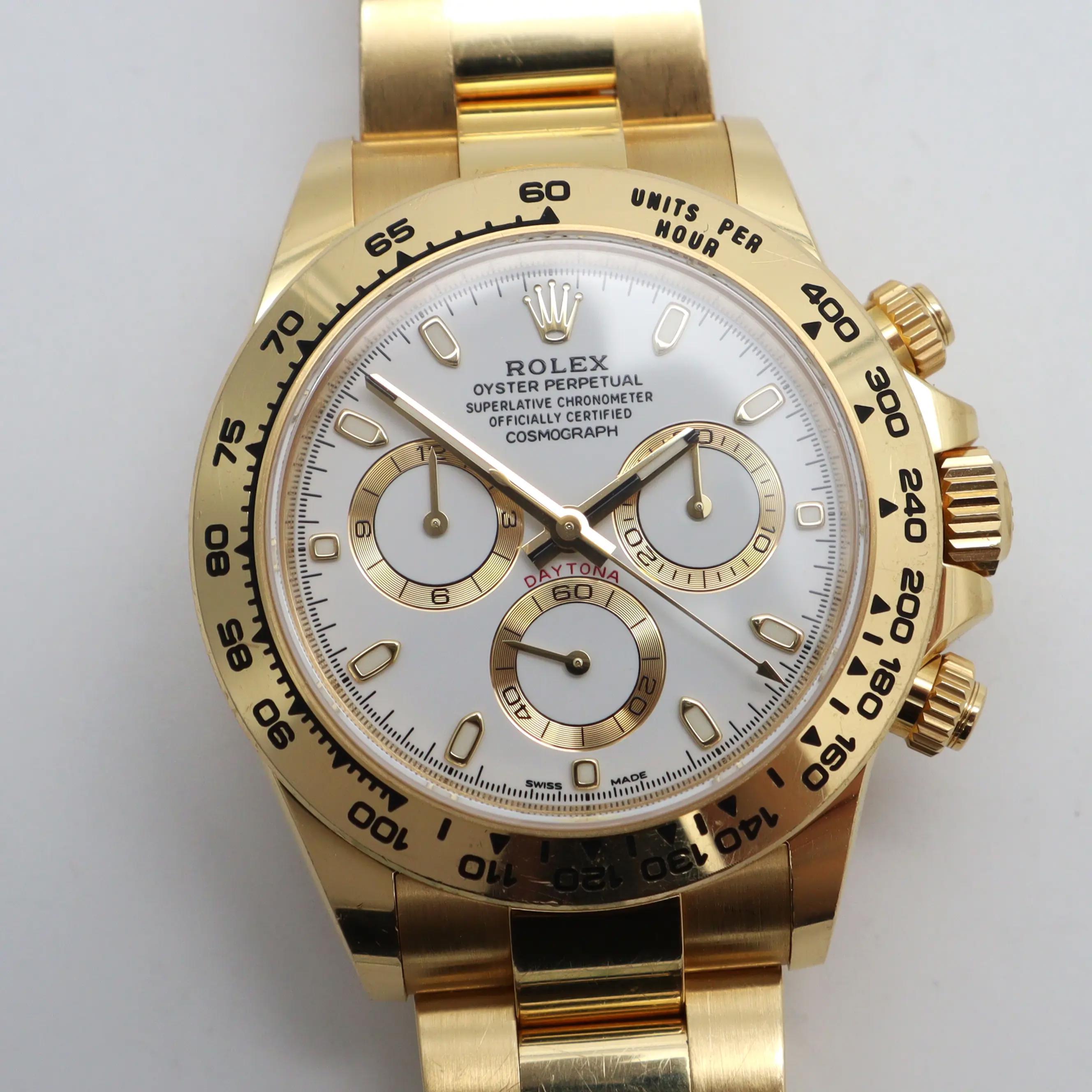 Rolex Cosmograph Daytona 40mm 18K Gold Stick White Dial Men Watch 116508 For Sale 1