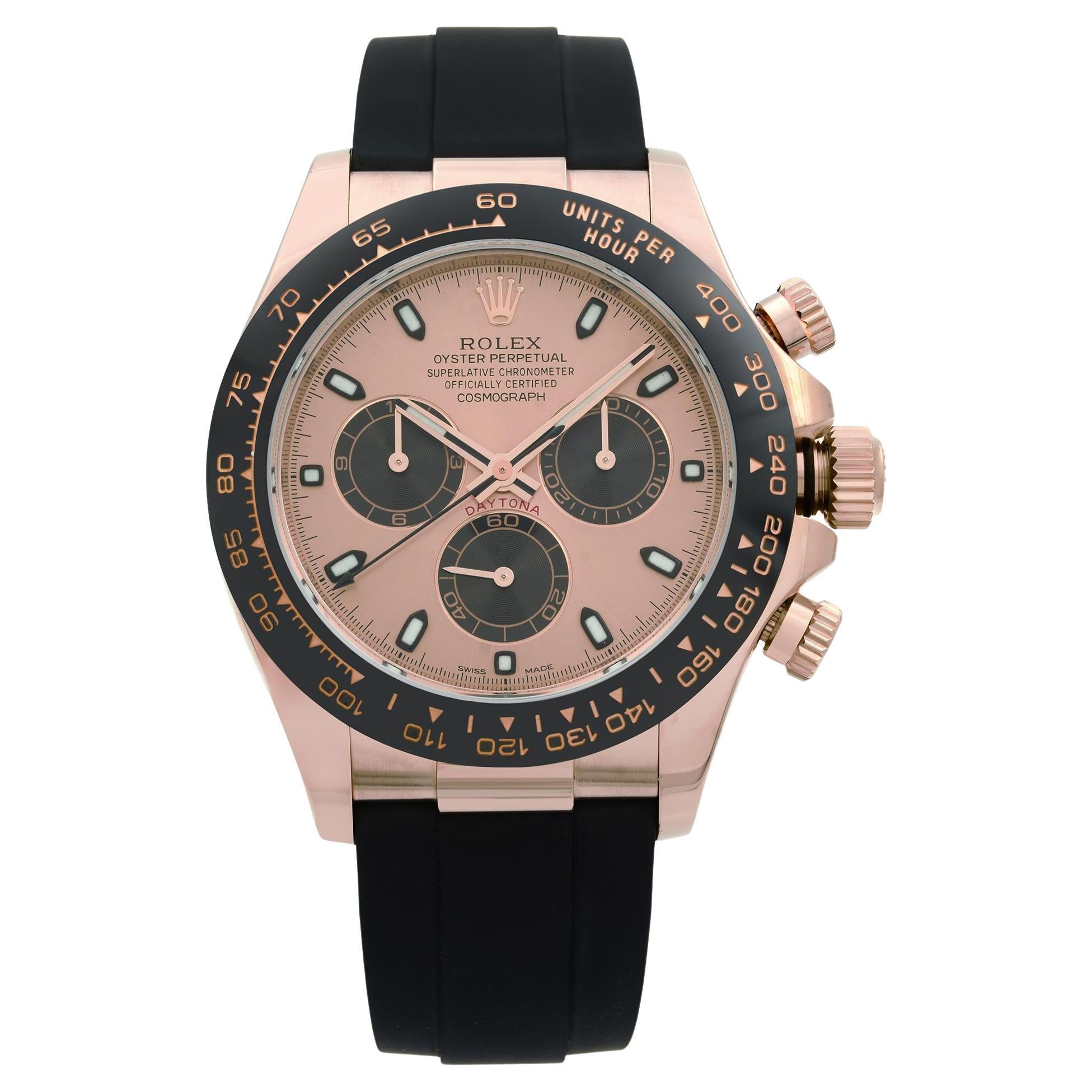 Rolex Montre Cosmograph Daytona en or rose 18 carats avec cadran rose pour hommes 116515LN en vente