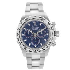 Montre Rolex Cosmograph Daytona 18K or blanc cadran bleu pour hommes 116509BLSO