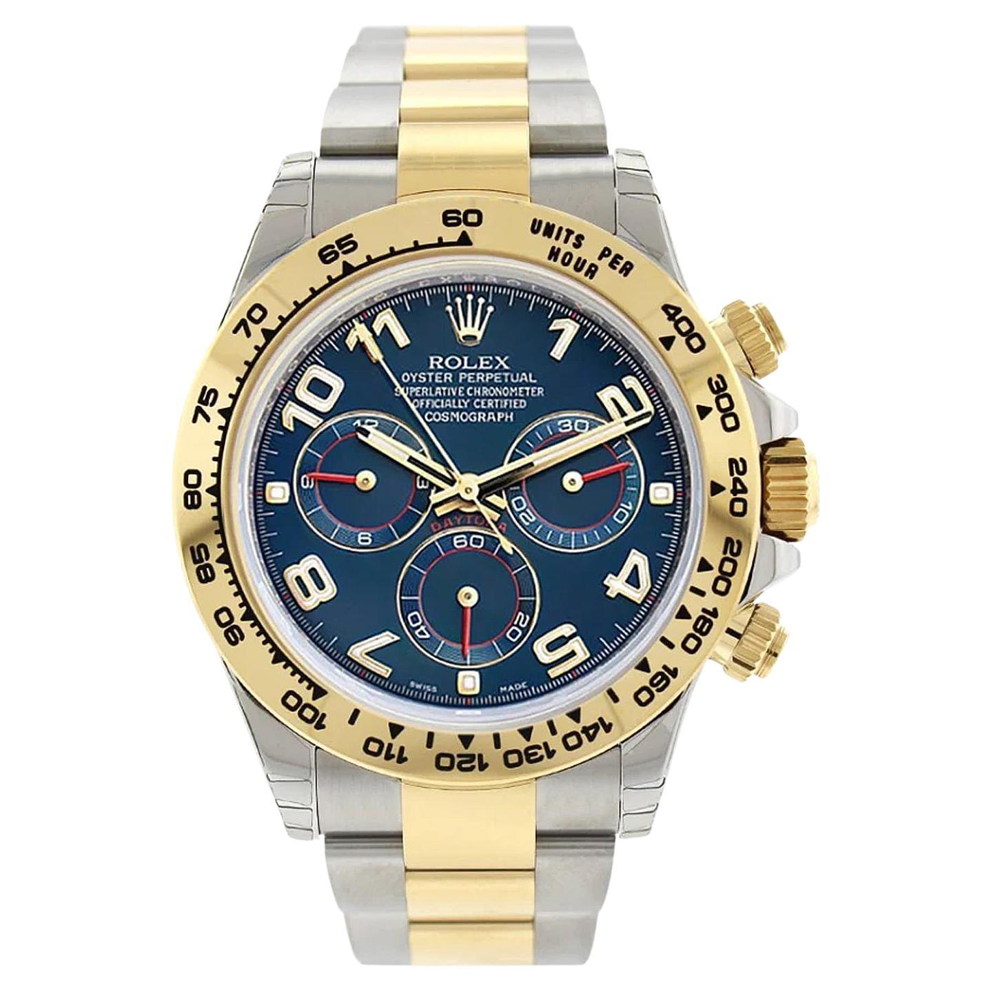 Rolex Cosmograph Daytona 40mm Blau Racing Zifferblatt Gold Stahl Herrenuhr 116503