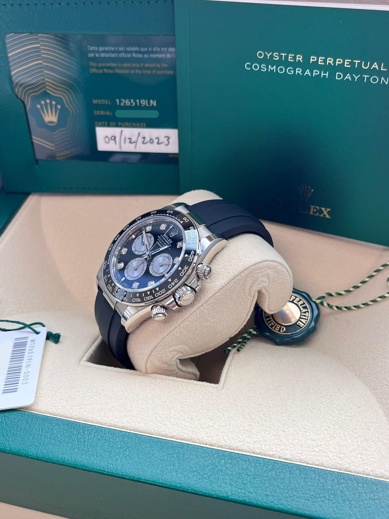 Rolex Cosmograph Daytona 40mm Quadrante Diamante Oro Bianco Orologio Oysterflex 126519 in vendita 4