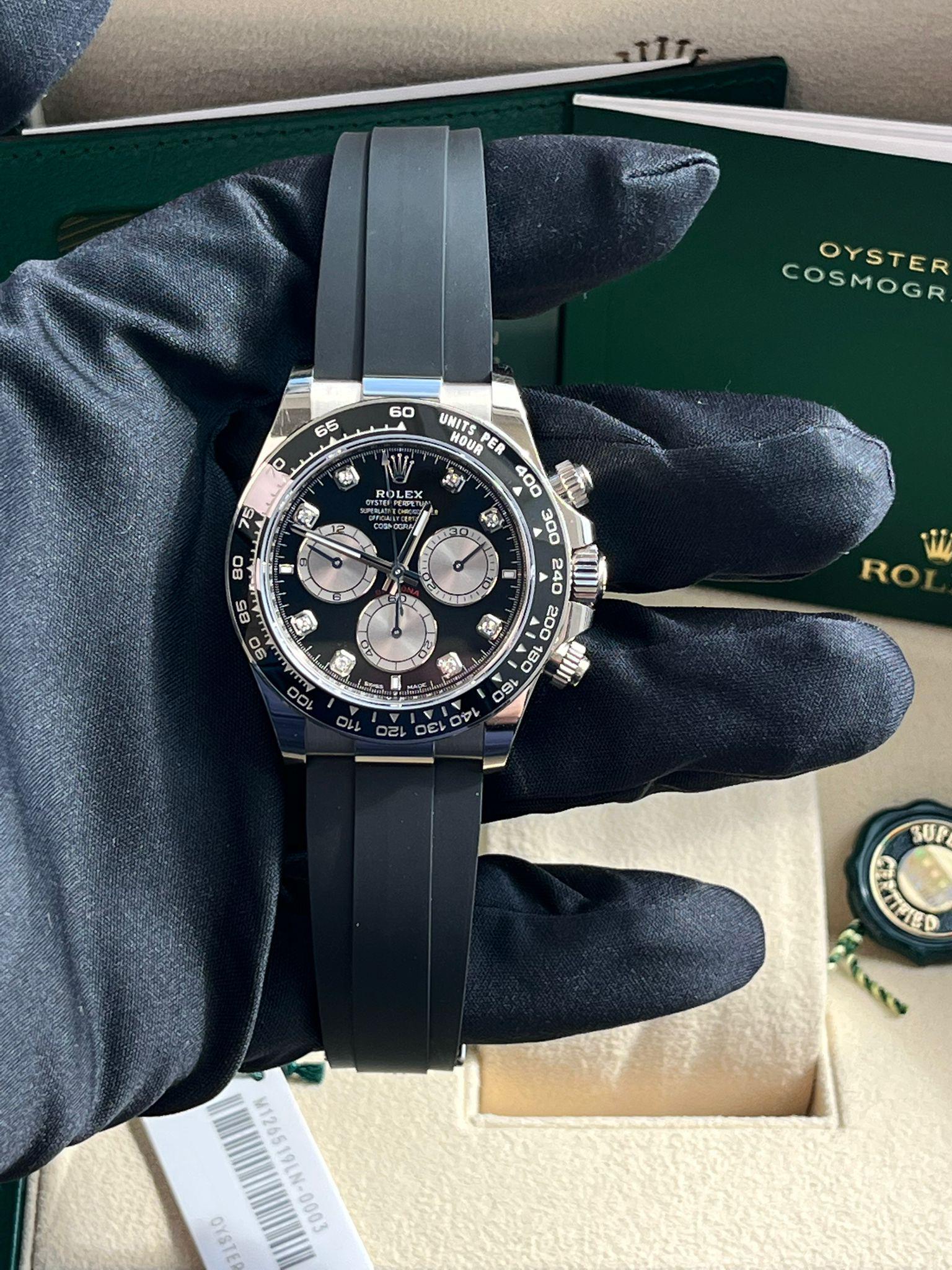 Rolex Cosmograph Daytona 40mm Quadrante Diamante Oro Bianco Orologio Oysterflex 126519 in vendita 10