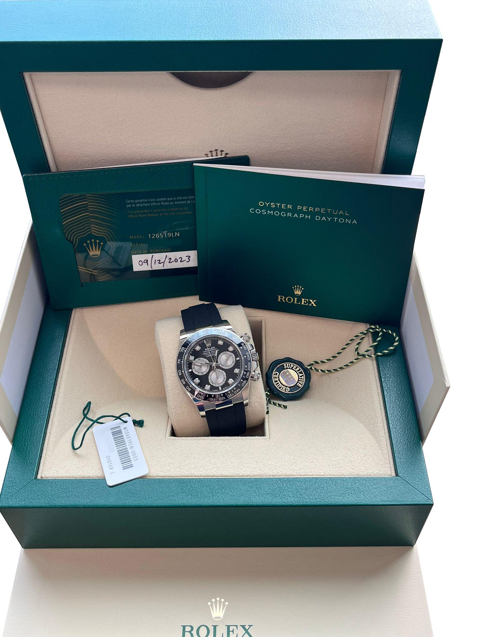 Modernista Rolex Cosmograph Daytona 40mm Quadrante Diamante Oro Bianco Orologio Oysterflex 126519 in vendita