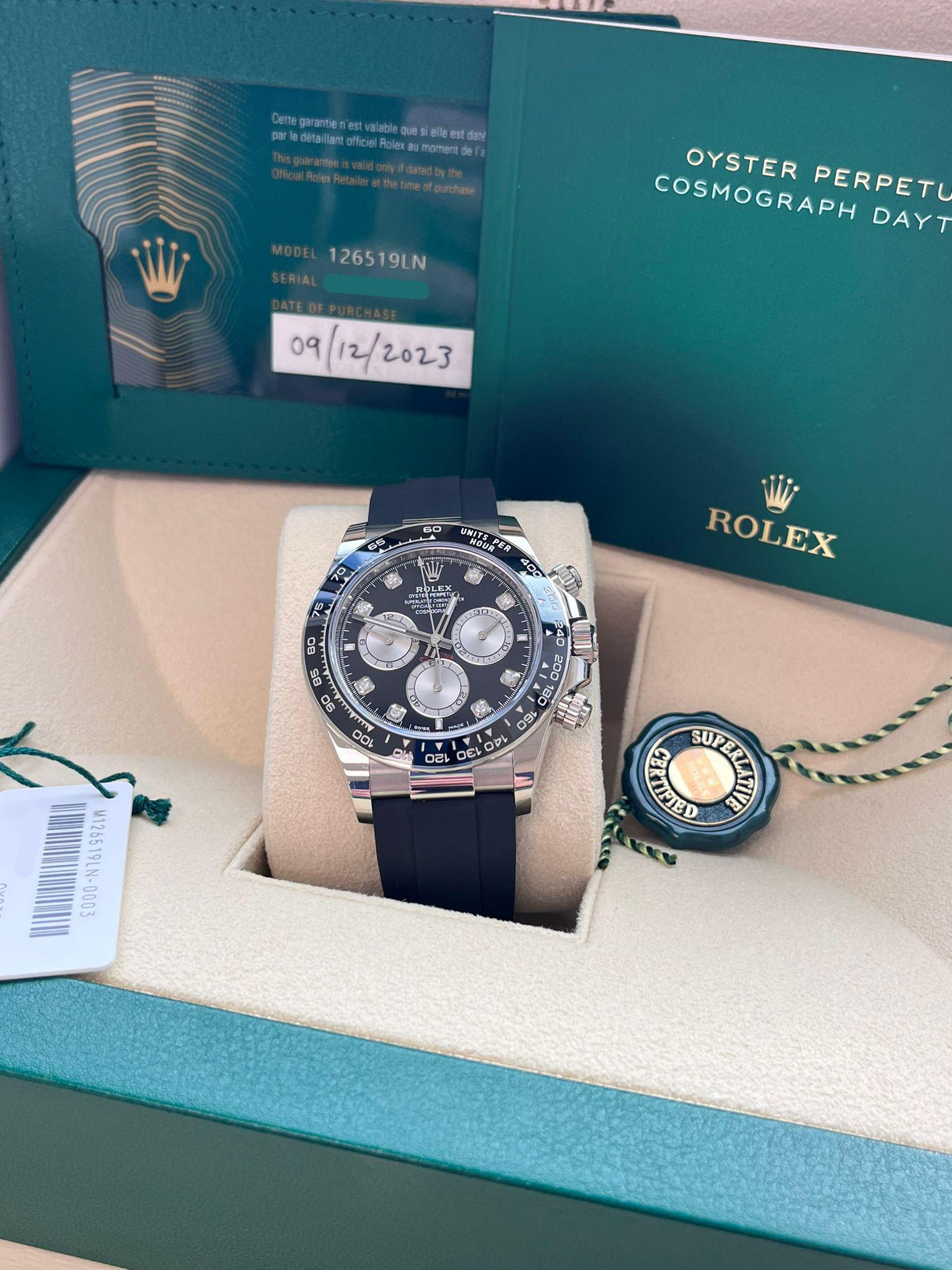 da uomo o donna Rolex Cosmograph Daytona 40mm Quadrante Diamante Oro Bianco Orologio Oysterflex 126519 in vendita