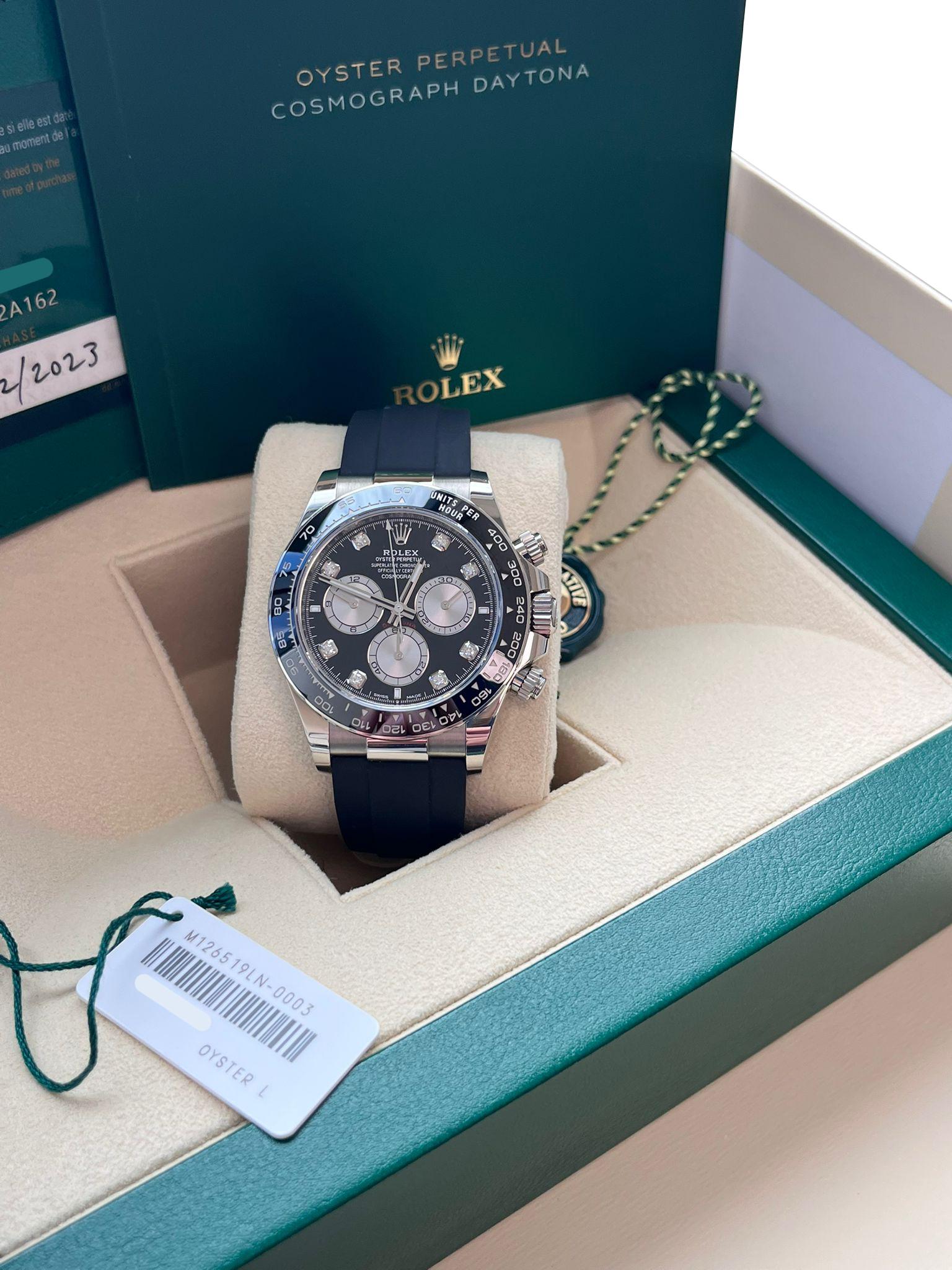 Rolex Cosmograph Daytona 40mm Quadrante Diamante Oro Bianco Orologio Oysterflex 126519 in vendita 1