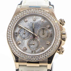 Rolex Cosmograph Daytona Factory 2-Row Diamonds MOP Dial 18 Karat Gold