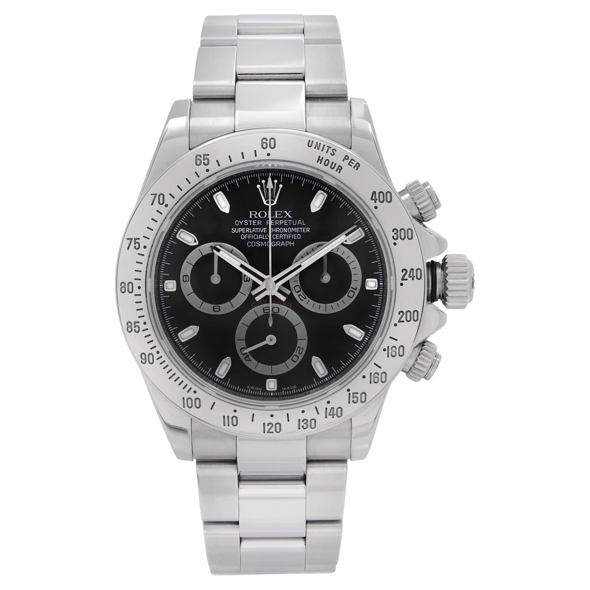 Rolex Cosmograph Daytona Steel Black Index Dial Automatic Mens Watch 116520