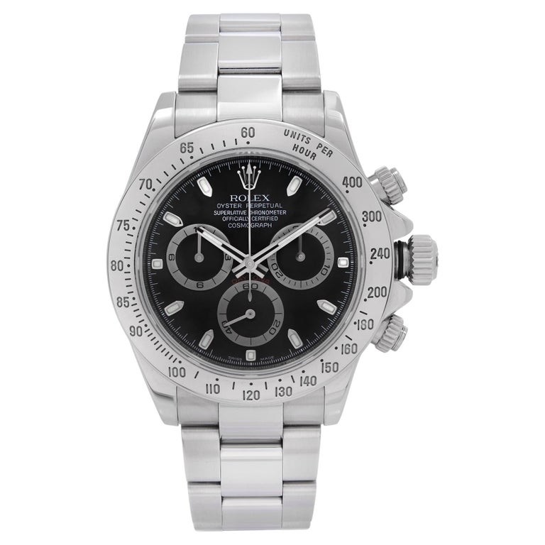 Rolex Cosmograph Daytona Steel Black Index Dial Automatic Mens Watch 116520  For Sale at 1stDibs | rolex winner ad daytona 1992 24 original, winner  rolex 24 ad daytona 1992 18k 750 price, rolex daytona 1992 winner 24  original