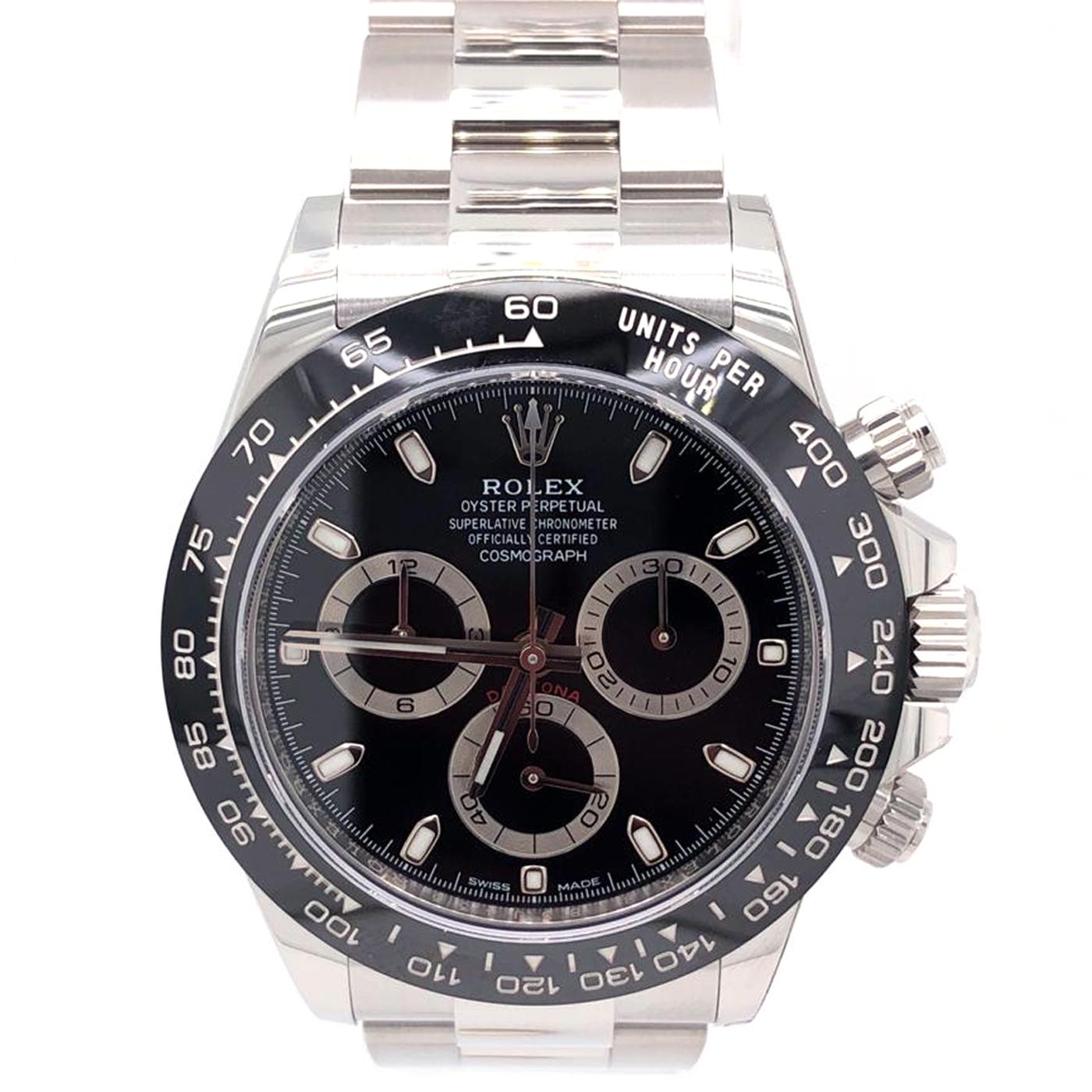 Brand: Rolex
Model: Daytona
Movement: Automatic
Case material: Steel
Bracelet material: Steel
Year of production: 2020
Gender: Men's watch/Unisex
Movement: Automatic
Movement/Caliber: 4130
Base caliber: Cal.4130
Power reserve: 72 h
Number of jewels: