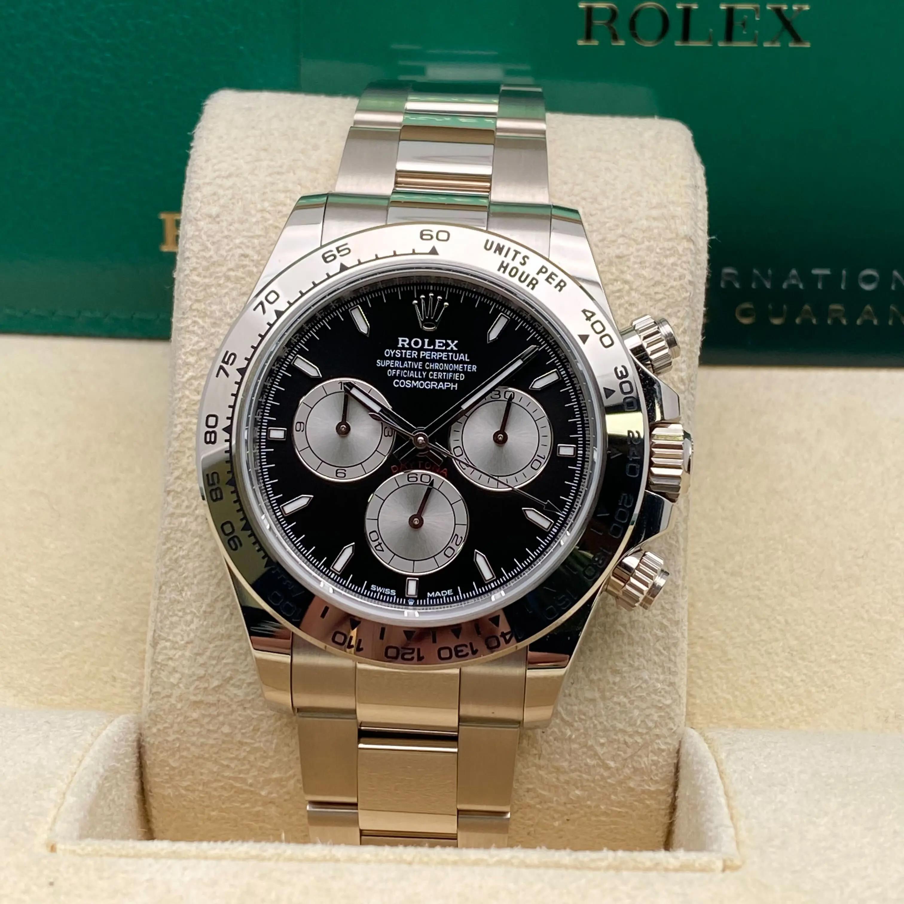 Rolex Cosmograph Daytona Baby LeMan 40 Oro Bianco 18K Quadrante Nero Orologio 126509 in vendita 3