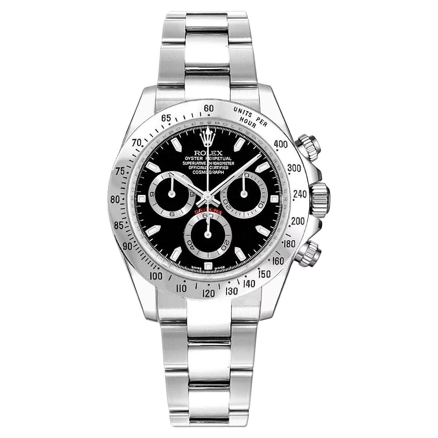 Rolex Cosmograph Daytona Black Dial Stainless Steel Automatic Mens Watch 116520