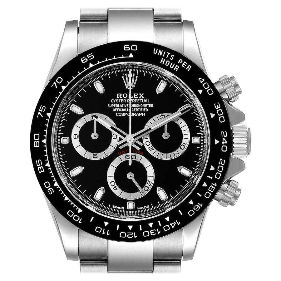 Rolex Cosmograph Daytona Ceramic Bezel Black Dial Watch 116500 Box Card For Sale
