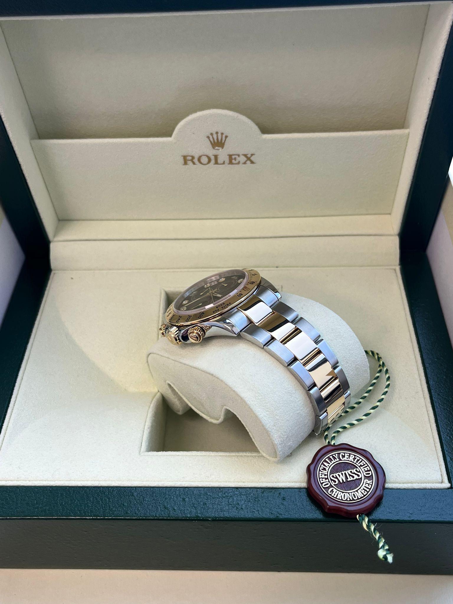 Rolex Cosmograph Daytona Diamant schwarzes Zifferblatt Oystersteel Herrenuhr 116523 im Angebot 8
