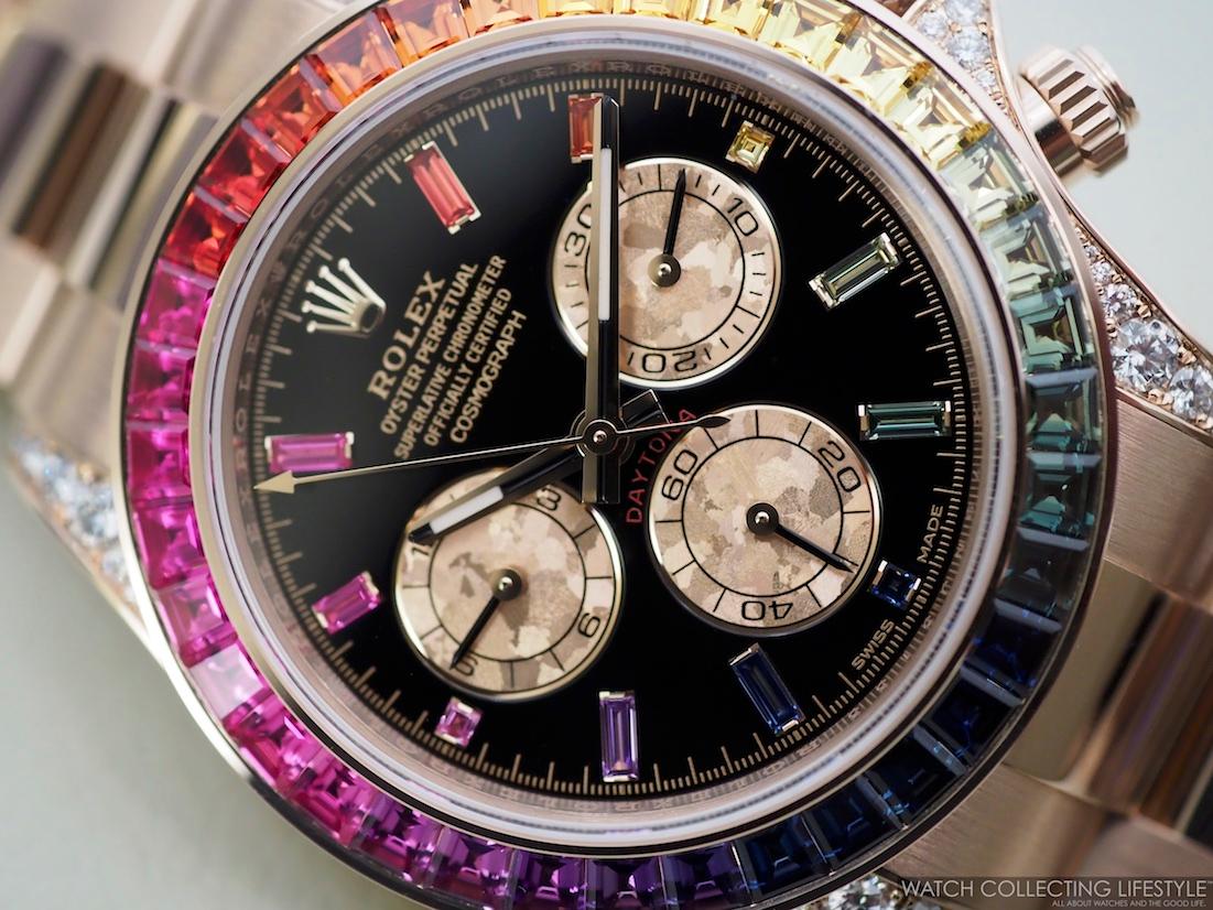 Modern Rolex Cosmograph Daytona Everose Gold Black Dial Diamond Wristwatch For Sale