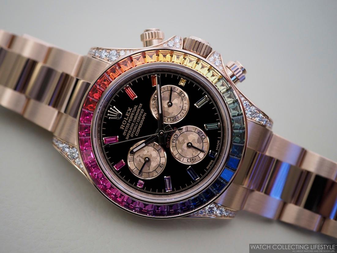 Brilliant Cut Rolex Cosmograph Daytona Everose Gold Black Dial Diamond Wristwatch For Sale