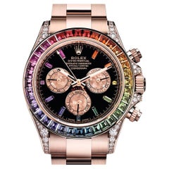 Rolex Cosmograph Daytona Everose Gold Black Dial Diamond Wristwatch