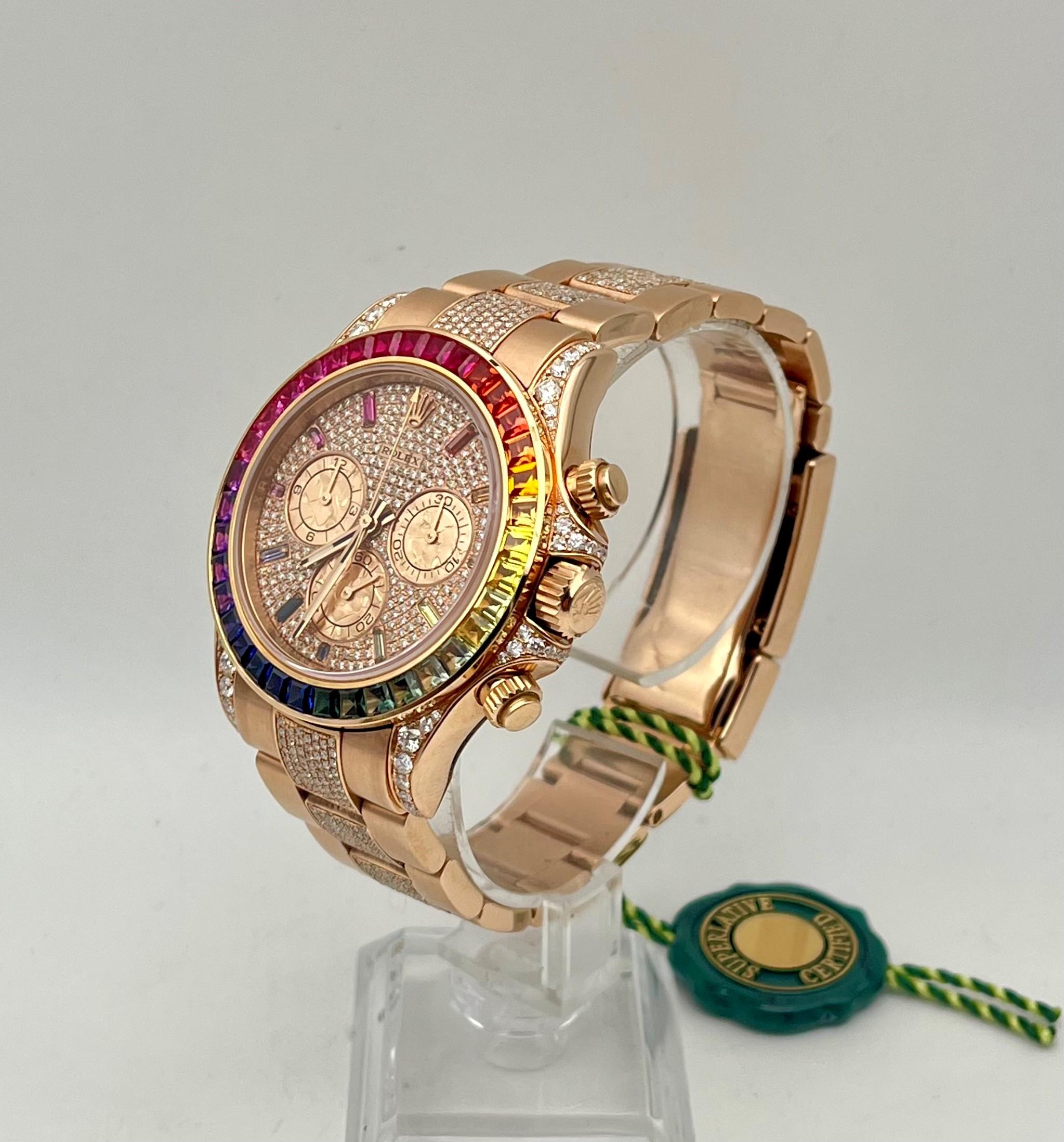 Moderne Rolex Cosmograph Daytona Everose arc-en-ciel aftermarket, avec boîte et papiers 2018. en vente