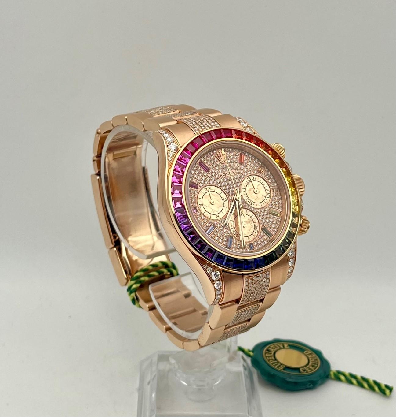 Modern Rolex Cosmograph Daytona Everose rainbow aftermarket, with box and papers 2018 For Sale