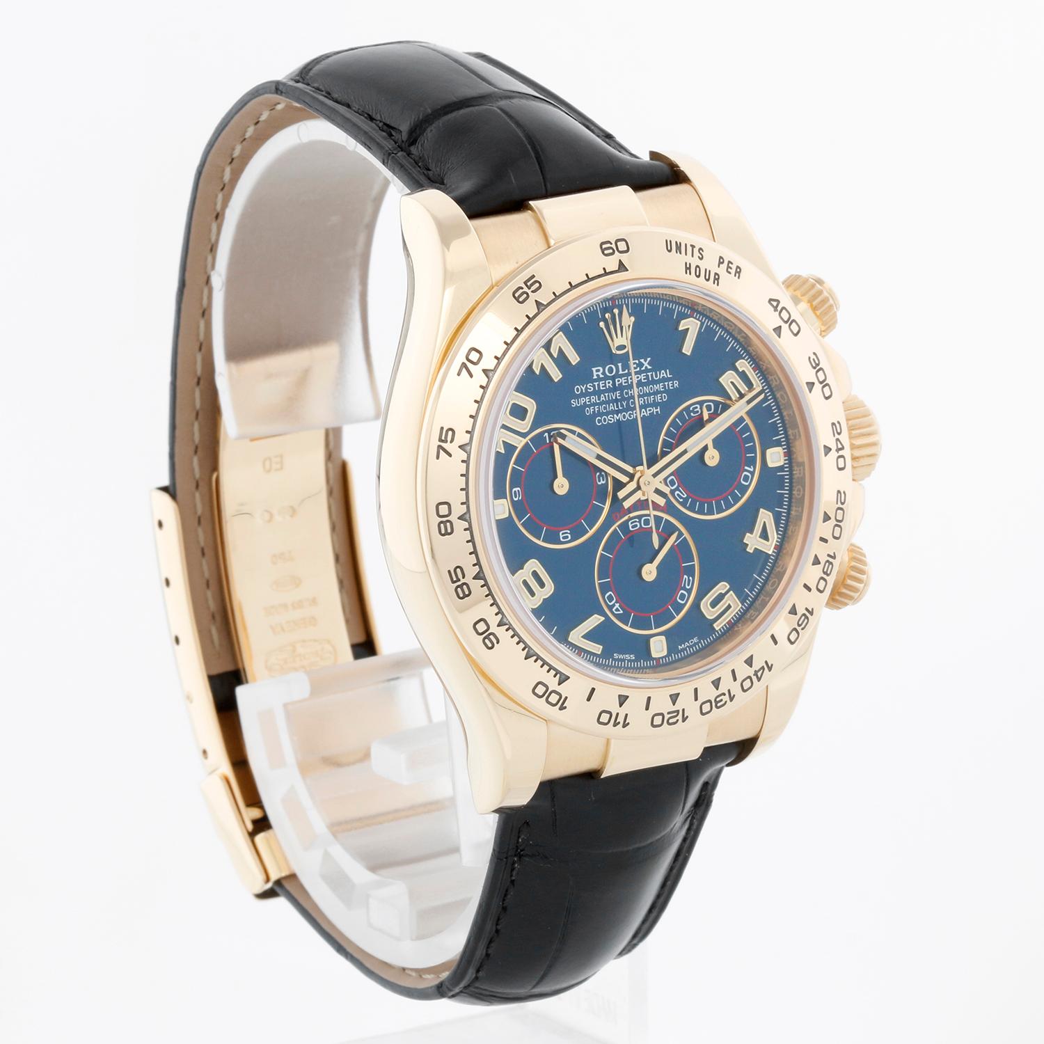 Rolex Cosmograph Daytona Men's 18k Yellow Gold Watch 116518 For Sale 2