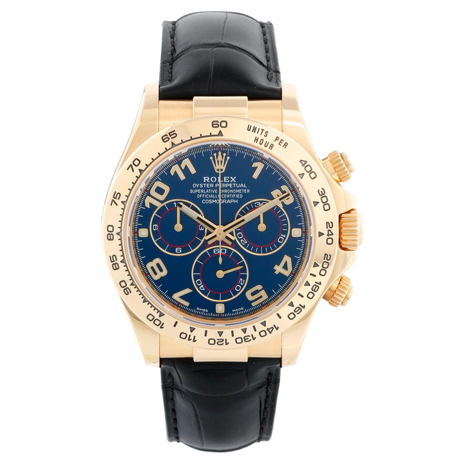 Rolex Cosmograph Daytona Men's 18k Yellow Gold Watch 116518 For Sale