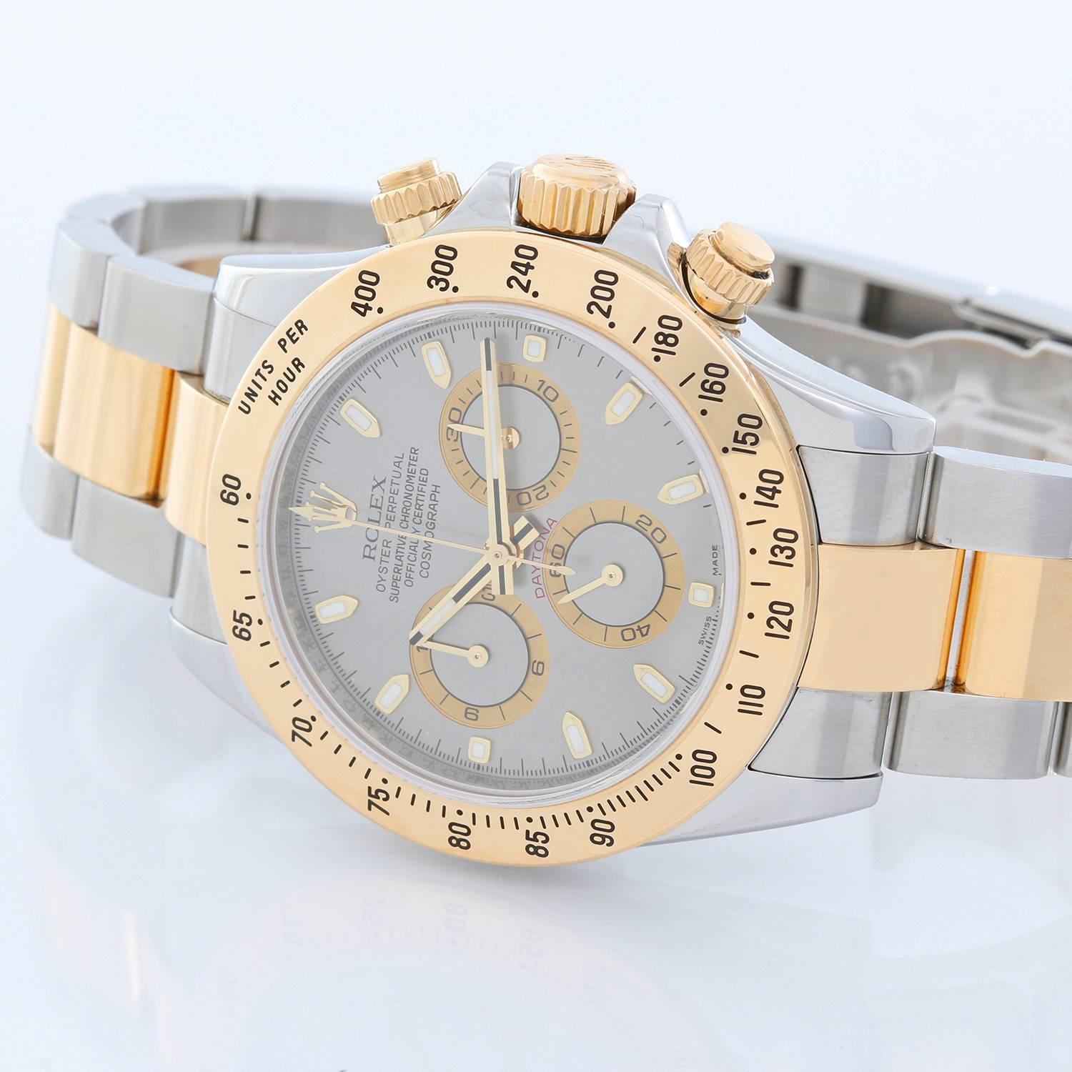 Rolex Yellow Gold Stainless Steel Cosmograph Daytona Automatic Wristwatch In Excellent Condition In Dallas, TX