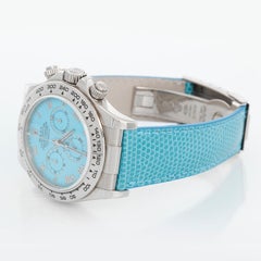 Rolex Cosmograph Daytona Men's White Gold Watch Beach Blue Dial 116519