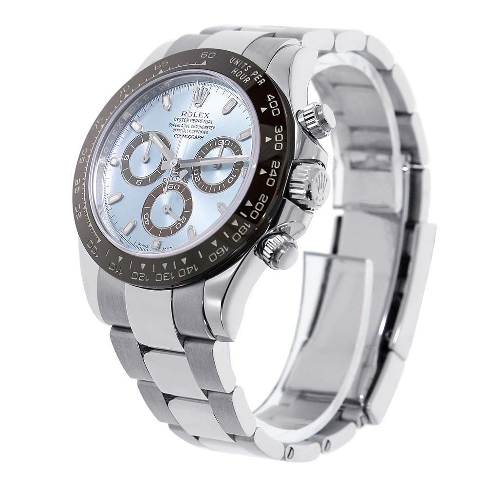 To celebrate the 50th anniversary of the Daytona, Rolex released one of the most sumptuous and luxurious designs to date with the Rolex Daytona 116506. The 116506 comes in a platinum case with a monobloc middle case, screw-down case back,