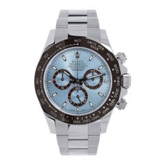 Rolex Cosmograph Daytona Platinum Ice Blue Dial Oyster Watch 116506