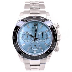 Rolex Cosmograph Daytona Platinum Ice Factory Blue Gem Index Dial Watch 116506