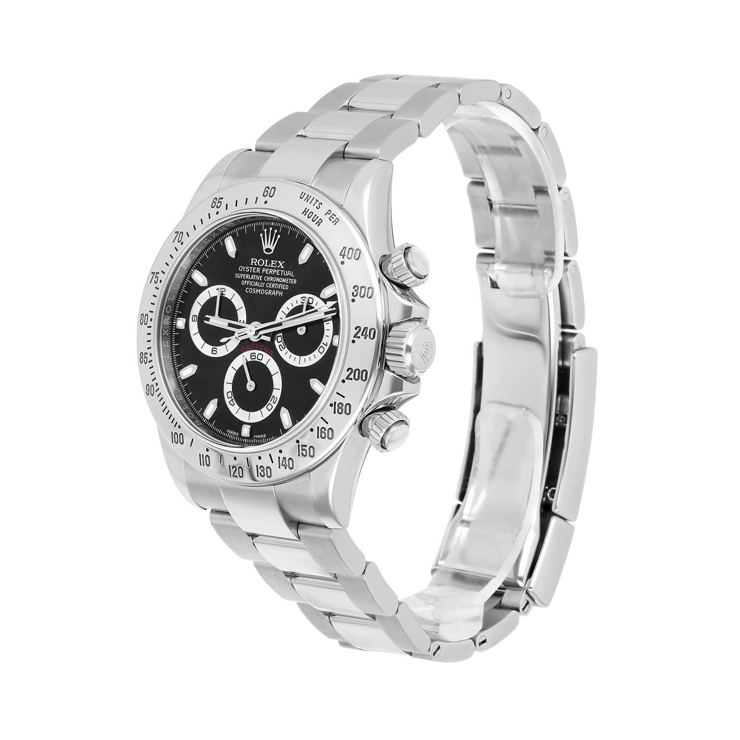 Rolex Cosmograph Daytona Stainless Steel 40mm Black Men's Watch 116520 For Sale 1