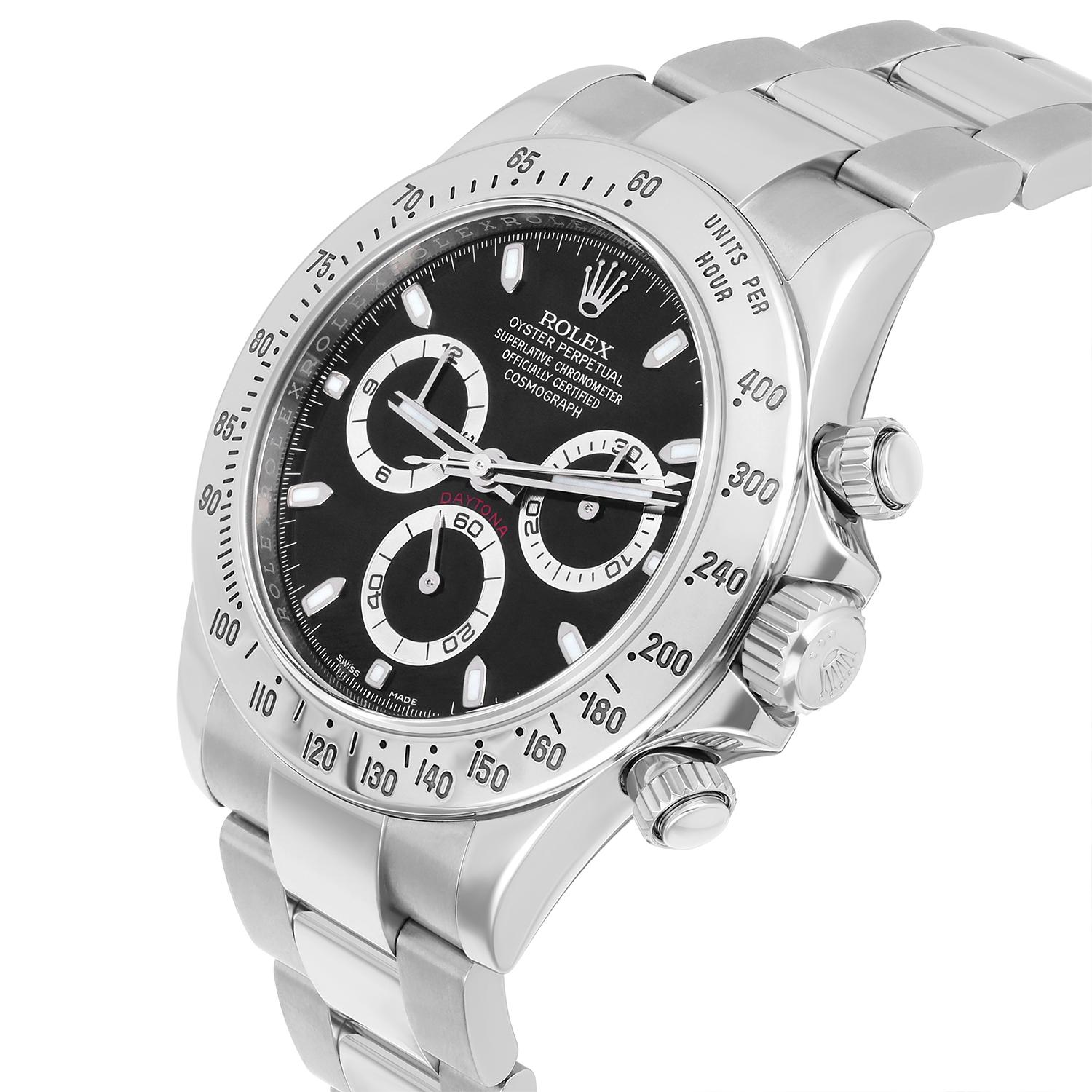 Rolex Cosmograph Daytona Stainless Steel 40mm Black Men's Watch 116520 For Sale 2
