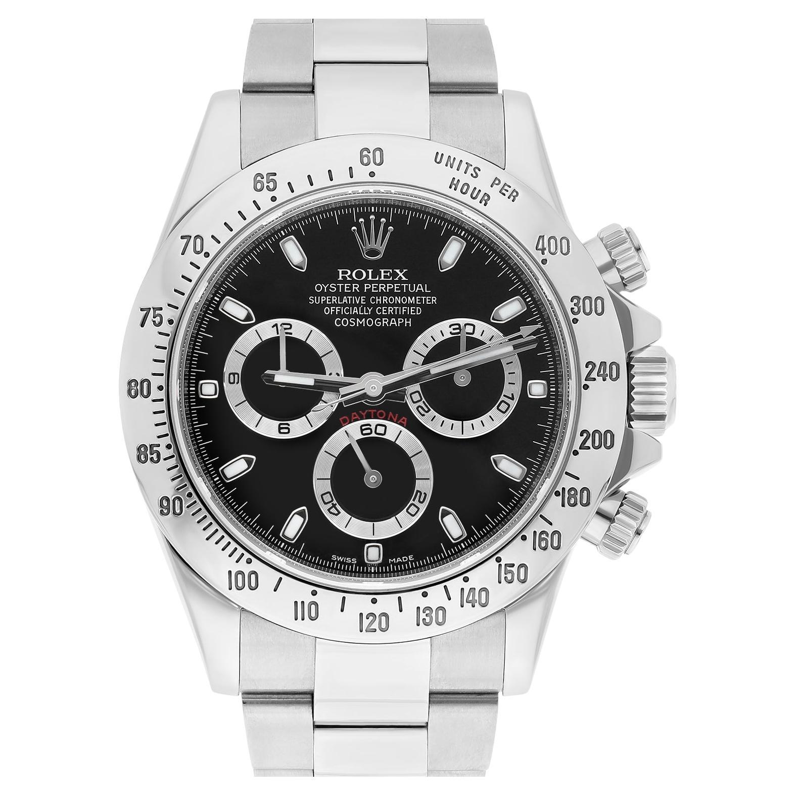 Rolex Cosmograph Daytona Stainless Steel 40mm Black Men's Watch 116520 For Sale