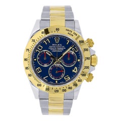 Used Rolex Cosmograph Daytona Stainless Steel and Gold Blue Dial Watch 116523