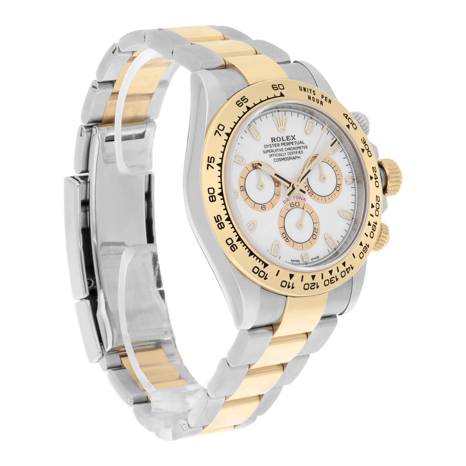Modern Rolex Cosmograph Daytona Stainless Steel/Yellow Gold White Dial Watch 116503 For Sale